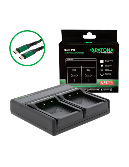 Premium Dual Pd Performance Battery Charger for Fuji NP-W126 with USB-C Input / Output