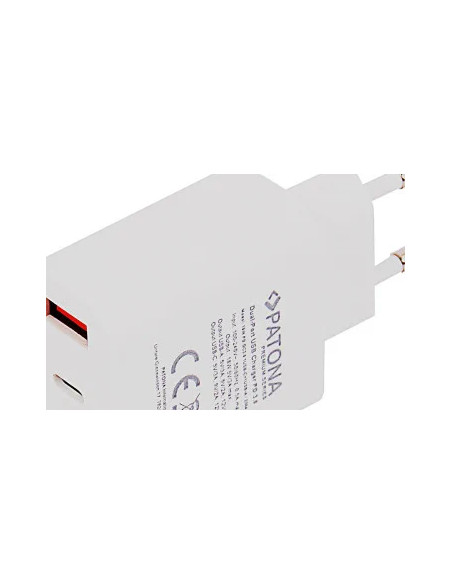 PATONA Premium Charger 18W PD QC 3.0 1x USB-C 1x USB-A 5V 3A for Apple SAMSUNG Etc.