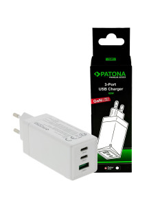 Premium Power Supply Gan PD65W Black 2xUSB-C 1xUSB-A PD3.0 White QC3.0
