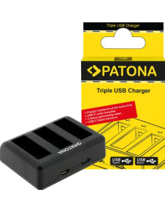 PATONA Triple charger for DJI Osmo Action 3 and Osmo Action 4 BCX202 USB-C cable included