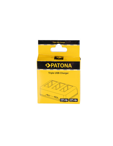 PATONA Triple charger for DJI Osmo Action 3 and Osmo Action 4 BCX202 USB-C cable included
