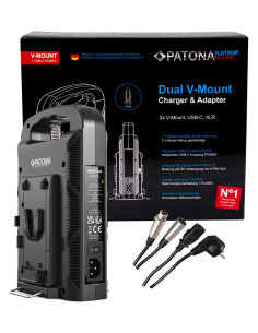 Platinum 2-channel charger for V-Mount 6A * 2 USB-C: PD100W Out including 4-pin XLR cable
