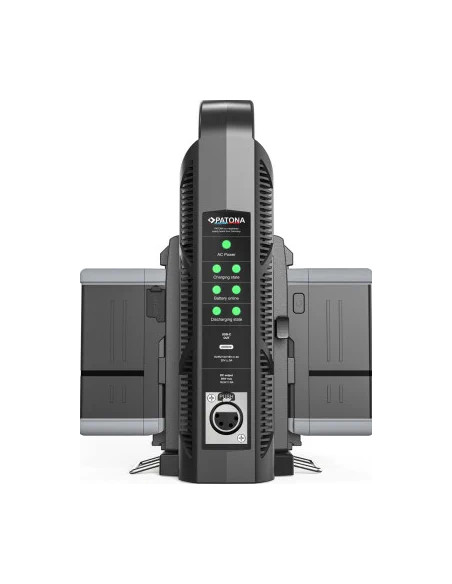 Platinum 2-channel charger for V-Mount 6A * 2 USB-C: PD100W Out including 4-pin XLR cable