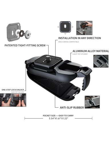 Beetle Clip Camera - Quick Coupling for Backpack / Belt Walk with Plate Included Arca Swiss