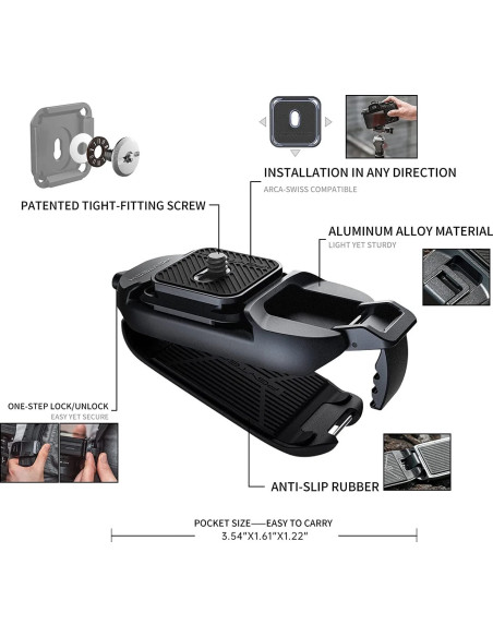 Beetle Clip Camera - Quick Coupling for Backpack / Belt Walk with Plate Included Arca Swiss